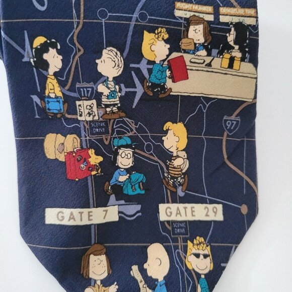 Peanuts Charlie Brown Tie 100% Silk Made in USA Bon Voyage - Picture 2 of 6
